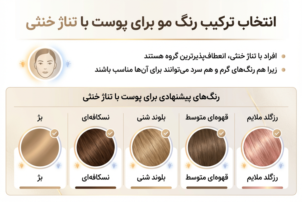 انتخاب ترکیب رنگ مو برای پوست با تناژ خنثی