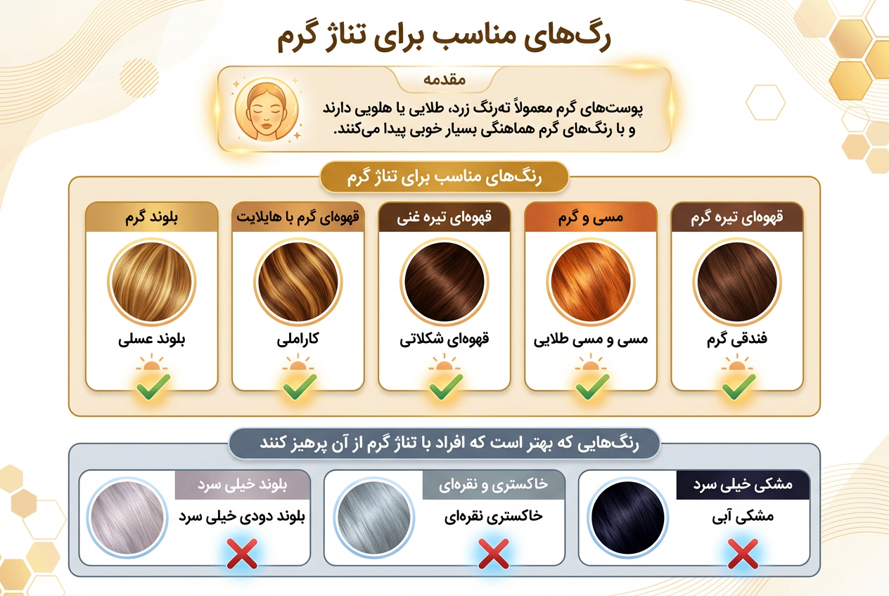 انتخاب ترکیب رنگ مو برای پوست با تناژ گرم