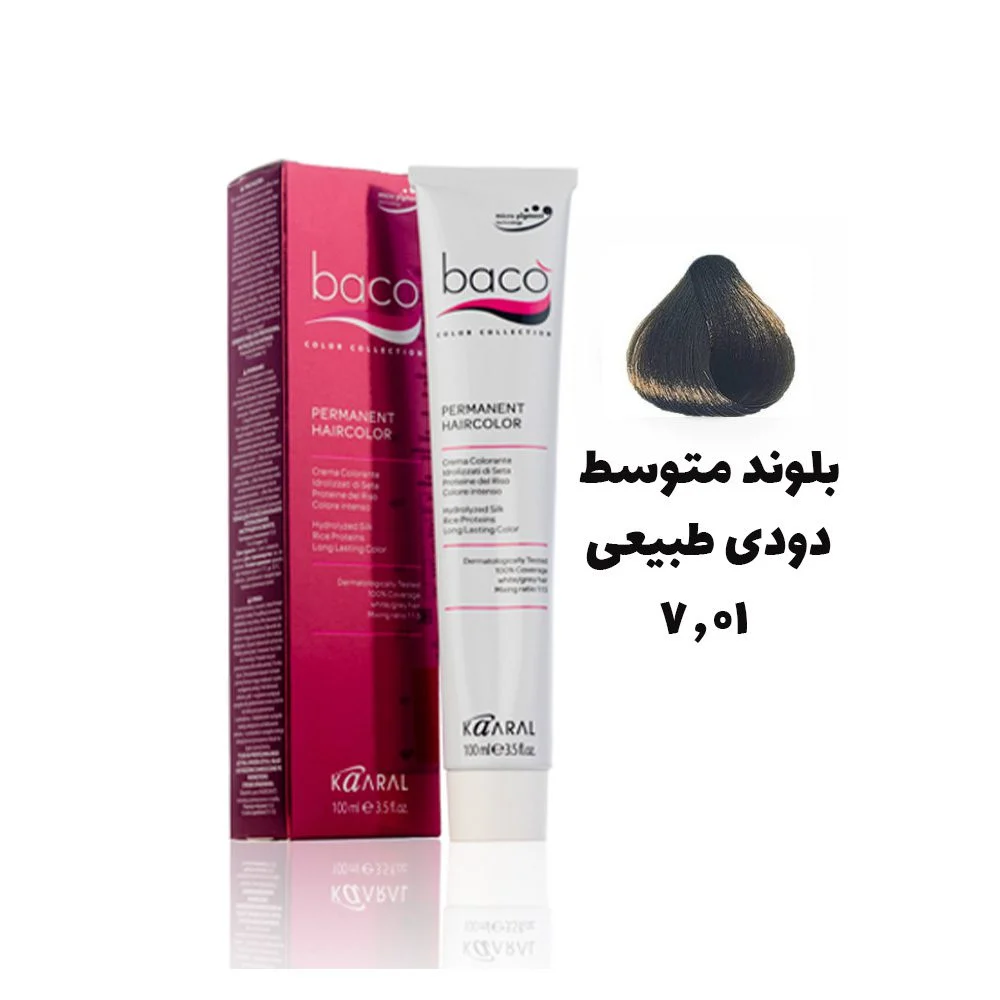 رنگ مو باکو بلوند متوسط دودی طبیعی 7.01 - Baco biondo naturale cenere