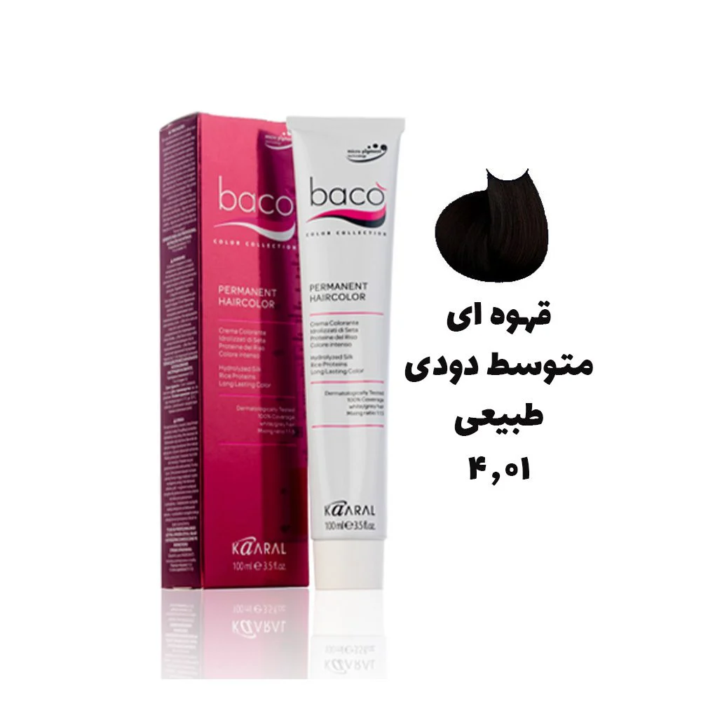 رنگ مو باکو قهوه ای متوسط دودی طبیعی 4.01 - Baco castano naturale cenere